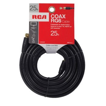 RG6 Coax Cable, Black, 25 ft.