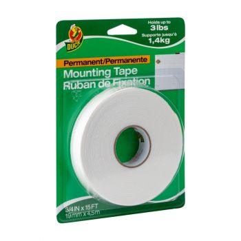 Duck® Brand Permanent Mounting Tape - White, .75 in. x 15 ft.