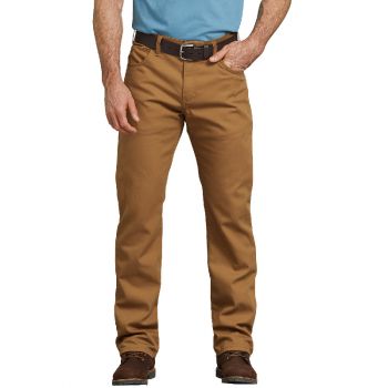 Dickies Men's FLEX Regular Fit Straight Leg Tough Max™ Duck 5-Pocket Pants, Stonewashed Brown Duck, 40x30