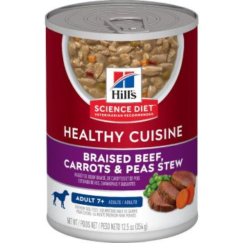 Hill's Science Diet Senior 7+ Healthy Cuisine Canned Dog Food, Braised Beef, Carrots & Peas Stew, 12.5 oz