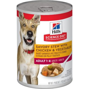 Hill's Science Diet Adult Canned Dog Food, Savory Stew with Chicken & Vegetables, 12.8 oz