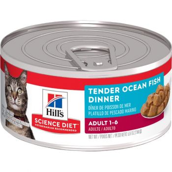 Hill's Science Diet Adult Canned Cat Food, Tender Ocean Fish Dinner, 5.5 oz