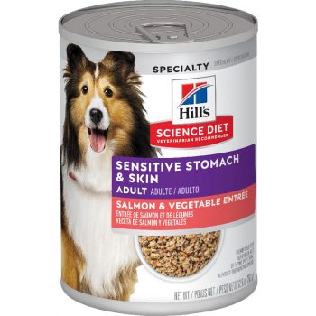 Hill's Science Diet Adult Sensitive Stomach & Skin Canned Dog Food, Salmon & Vegetable Entrée, 12.8 oz
