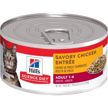 Hill's Science Diet Adult Canned Cat Food, Savory Chicken Entrée, 5.5 oz