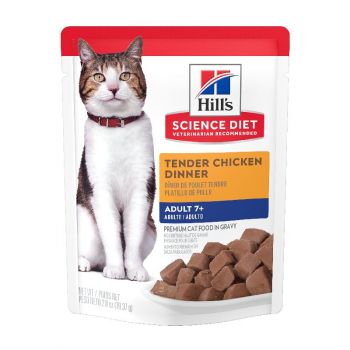 Hill's Science Diet Senior 7+ Cat Food, Chicken, 2.8 oz pouch