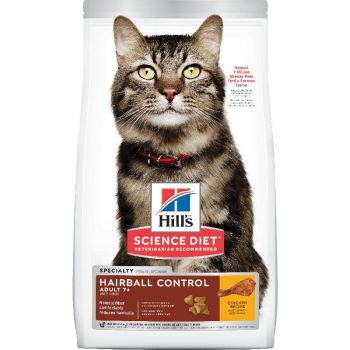 Hill's Science Diet Senior 7+ Hairball Control Dry Cat Food, Chicken Recipe, 3.5 lb Bag