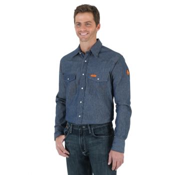 Men's FR Flame Resistant Long Sleeve Work Shirt – Denim