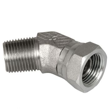 Style 1503 1/2" Male Pipe Thread x 1/2" Female Pipe Thread 45° Swivel Hydraulic Adapter (Packaged)