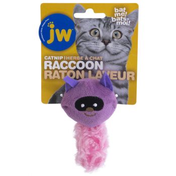 JW Pet Cataction Plush Catnip Raccoon Purple