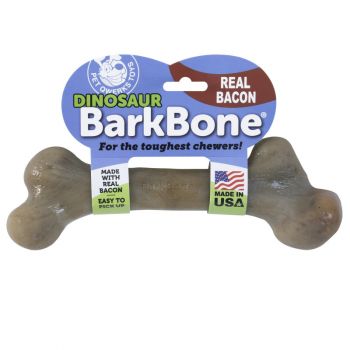 Pet Qwerks Bacon Dinosaur BarkBone Nylon Dog Chew Toy, XX Large