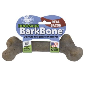 Pet Qwerks Bacon Dinosaur BarkBone Nylon Dog Chew Toy, X Large