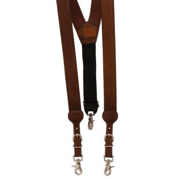 Brown Basketweave Leather Suspenders