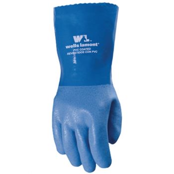 Heavy Duty PVC Coated Work Gloves, Liquid/Chemical Resistant, Cotton Lining, Large (Wells Lamont 174L)