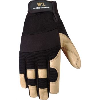 Men's Hi-Dexterity Leather Work Gloves, Ultra Comfort, Stretch Fit (Wells Lamont 3214)