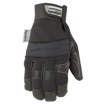 Men's Insulated Black Leather Palm Hybrid Winter Work Gloves (Wells Lamont 3219K)