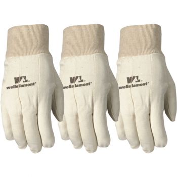 3 Pair Pack Cotton Canvas Work Gloves, Large (Wells Lamont 48LF)