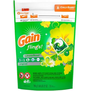 Gain flings! Liquid Laundry Detergent Pacs, Original, 35 count