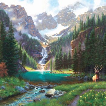 Elk at the Waterfall 1000 pc puzzle