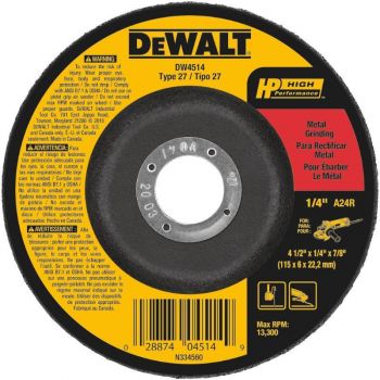 DEWALT 4-1/2-in x 1/4-in x 7/8-in High Performance Metal Grinding Wheel